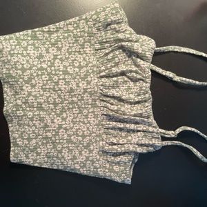 Live To Be Spoiled - Cropped Floral Green Adjustable Tank